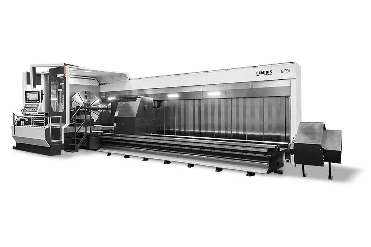 Geminis GT9i-G2 heavy horizontal lathe with operator platform