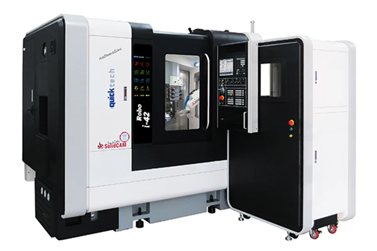 Quicktech i-42 Robo CNC lathe with integrated robot