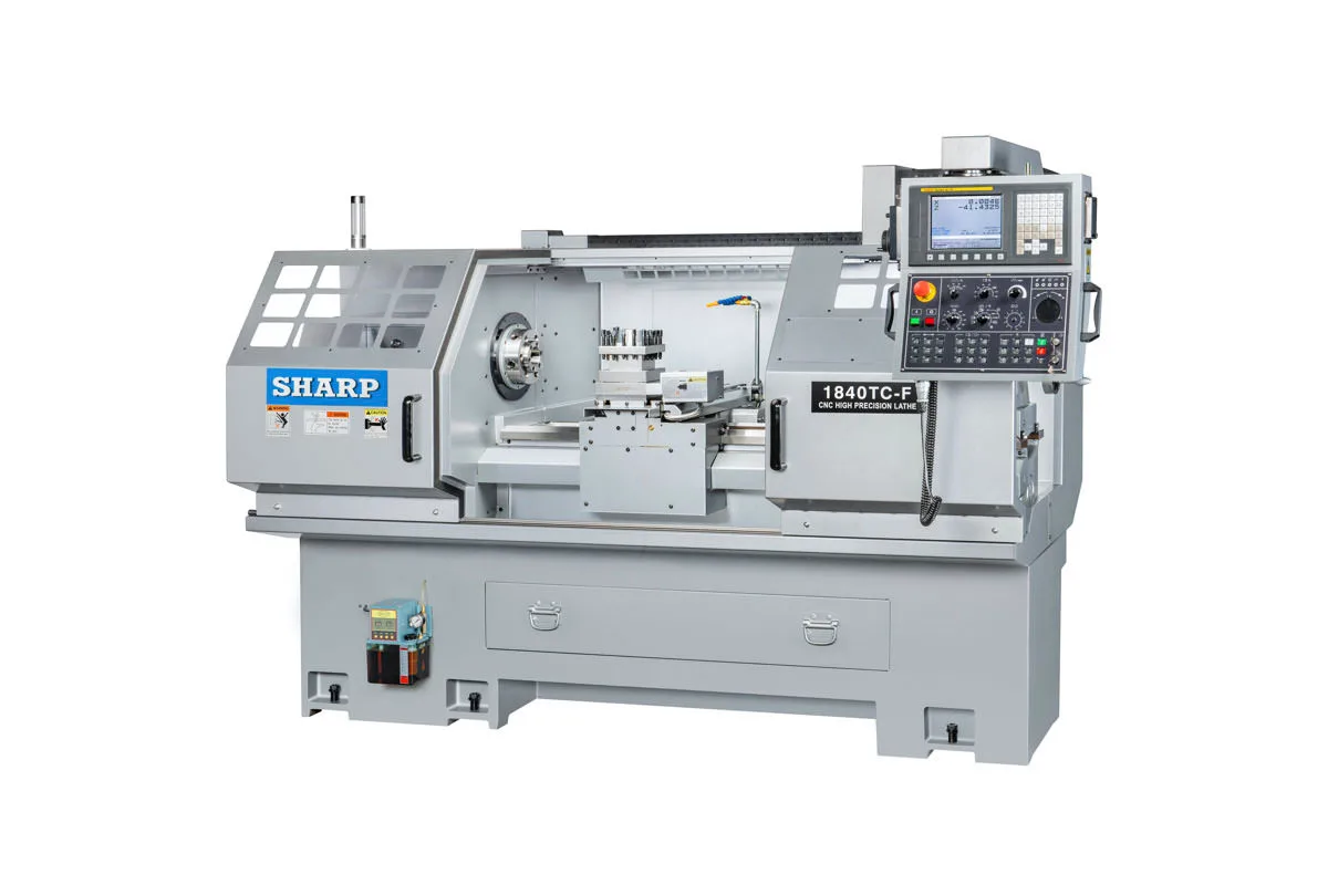 Sharp 1840TC-F flat bed CNC lathe