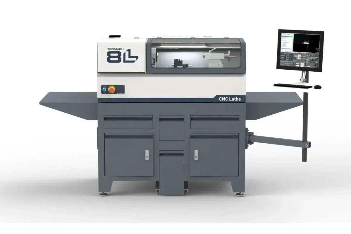 Tormach 8L CNC lathe on stand with enclosure and controller