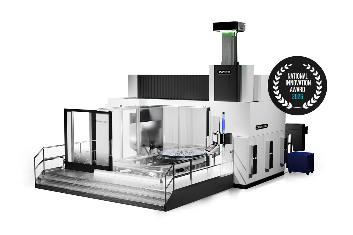 Zayer TEBAS G bridge type machine with rotary table